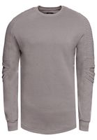 Urbanes Sweatshirt für Herren mit geripptem Ärmeldesign Pullover Sweater 19056 Dunkel Grau