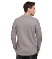 Urbanes Sweatshirt für Herren mit geripptem Ärmeldesign Pullover Sweater 19056 Dunkel Grau