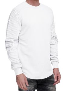 Urbanes Sweatshirt für Herren mit geripptem Ärmeldesign Pullover Sweater 19056 Weiß