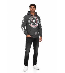 Coole Sweat-Jacke für Herren mit coolen Printmotiven Hoodie Kapuzen-Pullover 19077 Anthrazit Melange