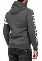 Coole Sweat-Jacke für Herren mit coolen Printmotiven Hoodie Kapuzen-Pullover 19077 Anthrazit Melange