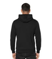 Trendy men's hoodie with bold front print. Hooded pullover with kangaroo pocket. Sweater 19138 Black