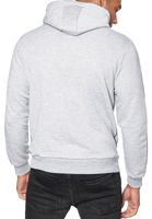 Trendiger Hoodie für Herren mit plakativem Frontprint Kapuzen-Pullover mit Kängurutasche Sweater 19138 Grau