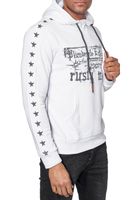 Trendiger Hoodie für Herren mit plakativem Frontprint Kapuzen-Pullover mit Kängurutasche Sweater 19138 Weiß