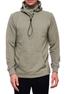 Suéter con capucha de moda para hombre con mascarilla integrada. Sudadera con capucha 19139 Khaki Melange