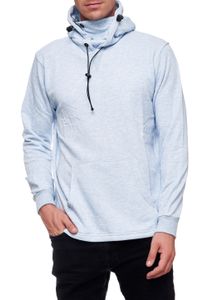 Modischer Kapuzen-Sweater für Herren mit intregrierter Mund-Nasen-Bedeckung Hoodie Pullover 19139 Blau Melange