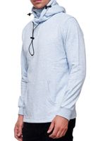 Modischer Kapuzen-Sweater für Herren mit intregrierter Mund-Nasen-Bedeckung Hoodie Pullover 19139 Blau Melange