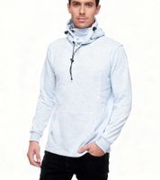 Felpa con cappuccio da uomo alla moda con mascherina integrata, pullover con cappuccio 19139, blu melange