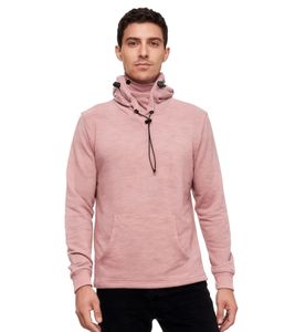 Modischer Kapuzen-Sweater für Herren mit intregrierter Mund-Nasen-Bedeckung Hoodie Pullover 19139 Rot Melange