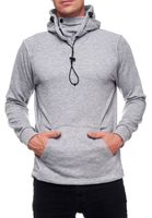 Modischer Kapuzen-Sweater für Herren mit intregrierter Mund-Nasen-Bedeckung Hoodie Pullover 19139 Grau Melange