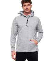 Fashionable men's hooded sweater with integrated face mask. Hoodie Pullover 19139 Grey Melange