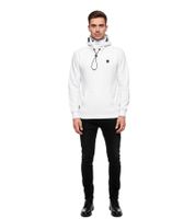 Men's sporty hoodie with cool hood, sweater, hooded pullover 19140 White