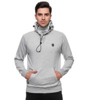 Men's sporty hoodie with a cool hood, sweater, hooded pullover 19140 Grey