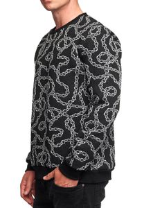 Ausgefallenes Sweatshirt für Herren mit Muster im Ketten-Design Rundhals-Pullover 19141 Schwarz