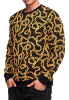 Ausgefallenes Sweatshirt für Herren mit Muster im Ketten-Design Rundhals-Pullover 19141 Gelb