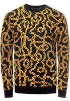 Ausgefallenes Sweatshirt für Herren mit Muster im Ketten-Design Rundhals-Pullover 19141 Gelb