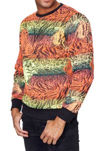 Aufregendes Sweatshirt für Herren im trendigen Tiger-Design Rundhals-Pullover Sweater 19142 Rot