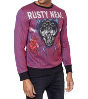 Trendiger Rundhals-Pullover für Herren mit großem Tiger-Print und Streifen-Design Sweater Sweatshirt 19143 Rot