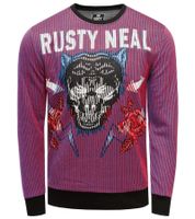 Trendiger Rundhals-Pullover für Herren mit großem Tiger-Print und Streifen-Design Sweater Sweatshirt 19143 Rot