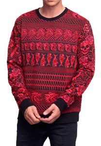 Bequemes Sweatshirt für Herren mit extravagantem Muster Rundhals-Pullover Sweater 19146 Rot