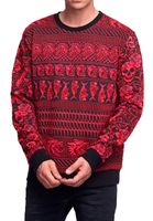 Bequemes Sweatshirt für Herren mit extravagantem Muster Rundhals-Pullover Sweater 19146 Rot