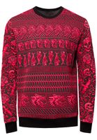 Bequemes Sweatshirt für Herren mit extravagantem Muster Rundhals-Pullover Sweater 19146 Rot