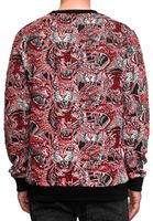 Lässiger Rundhals-Pullover für Herren mit extravagantem Tiger-Muster in Jacquard Sweatshirt Sweater 19147 Weinrot