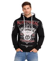 Cool men's hoodie, hooded pullover with rock print, sweater/sweatshirt 19148, black