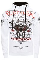 Cooler Hoodie für Herren Kapuzen-Pullover mit rockigem Print Sweater Sweatshirt 19148 Weiß
