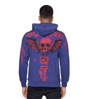 Elegante suéter con capucha y estampado moderno para hombre, jersey 19149, azul marino