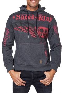 Elegante maglione con cappuccio con stampa alla moda per uomo, maglione pullover 19149, antracite