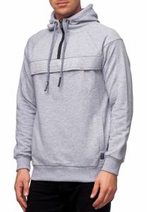 Sportlicher Hoodie für Herren Kapuzen-Pullover mit Marken-Schriftzug auf lässigem Frontdetail Sweater Sweatshirt 19150 Grau Melange