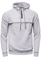 Sportlicher Hoodie für Herren Kapuzen-Pullover mit Marken-Schriftzug auf lässigem Frontdetail Sweater Sweatshirt 19150 Grau Melange