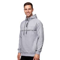 Sportlicher Hoodie für Herren Kapuzen-Pullover mit Marken-Schriftzug auf lässigem Frontdetail Sweater Sweatshirt 19150 Grau Melange