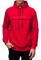Sportlicher Hoodie für Herren Kapuzen-Pullover mit Marken-Schriftzug auf lässigem Frontdetail Sweater Sweatshirt 19150 Rot