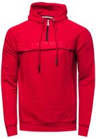Sportlicher Hoodie für Herren Kapuzen-Pullover mit Marken-Schriftzug auf lässigem Frontdetail Sweater Sweatshirt 19150 Rot