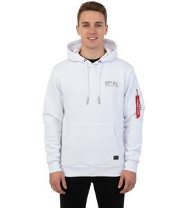 Trendiger Kapuzen-Sweater für Herren Hoodie mit stylischer Ärmeltasche Pullover 19151 Weiß