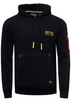 Suéter con capucha moderno para hombre, sudadera con capucha y elegante bolsillo en la manga, jersey 19151 azul marino