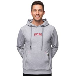 Cool hooded sweater for men, hoodie with casual kangaroo pocket, pullover sweatshirt 19152 grey melange