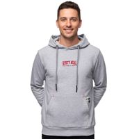 Cool hooded sweater for men, hoodie with casual kangaroo pocket, pullover sweatshirt 19152 grey melange