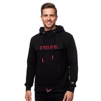 Cozy men's hoodie with cool front detail. Hooded pullover sweater 19153 Black
