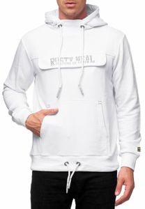 Kuscheliger Hoodie für Herren mit coolem Front-Detail Kapuzen-Pullover Sweater 19153 Weiß