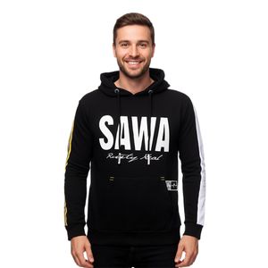 Men's sporty hooded sweatshirt with large print and lettering on the front. Hoodie Pullover 19154 Black