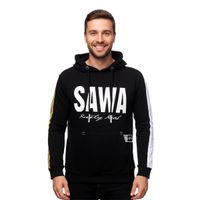 Men's sporty hooded sweatshirt with large print and lettering on the front. Hoodie Pullover 19154 Black