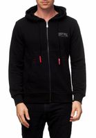 Lässige Sweat-Jacke für Herren mit Kängurutasche Hoodie Kapuzen-Pullover Sweater 19155 Schwarz
