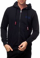 Lässige Sweat-Jacke für Herren mit Kängurutasche Hoodie Kapuzen-Pullover Sweater 19155 Marine-Blau