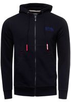 Lässige Sweat-Jacke für Herren mit Kängurutasche Hoodie Kapuzen-Pullover Sweater 19155 Marine-Blau