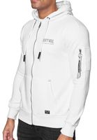 Kuschelige Sweat-Jacke für Herren mit stylischer Ärmeltasche Kapuzen-Pullover Sweater 19156 Ecru-Weiß