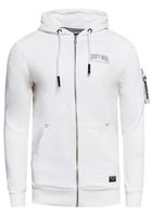 Kuschelige Sweat-Jacke für Herren mit stylischer Ärmeltasche Kapuzen-Pullover Sweater 19156 Ecru-Weiß
