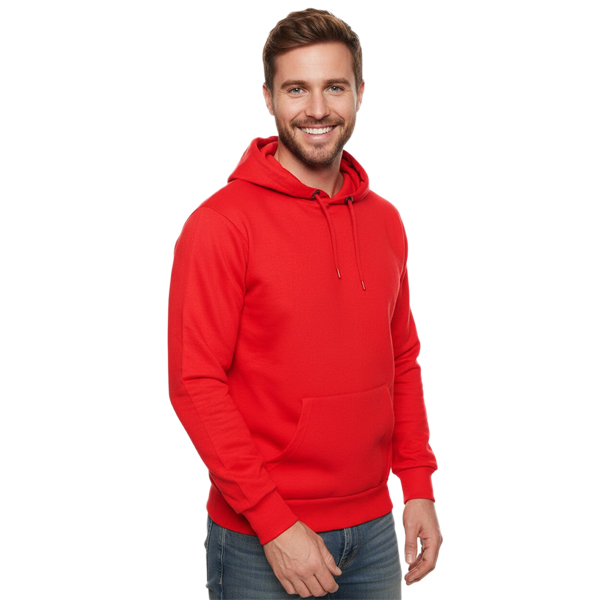 Comodo pullover con cappuccio da uomo dalla vestibilità regolare, felpa con cappuccio 19161, rosso